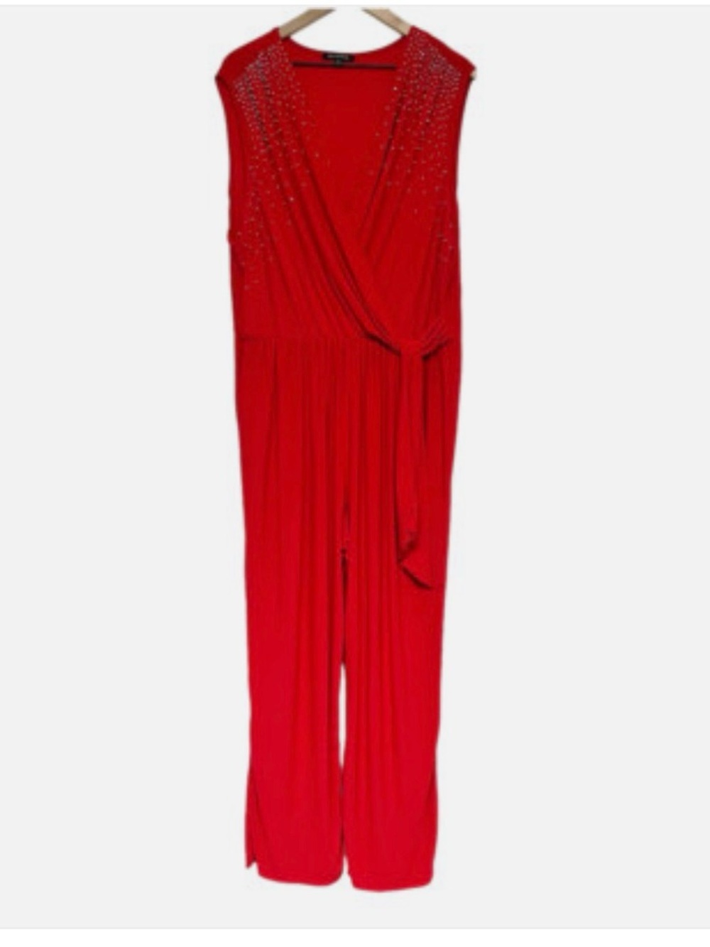 NWT Vibrant Red Wrap Jumpsuit with Flowing Silhouette
